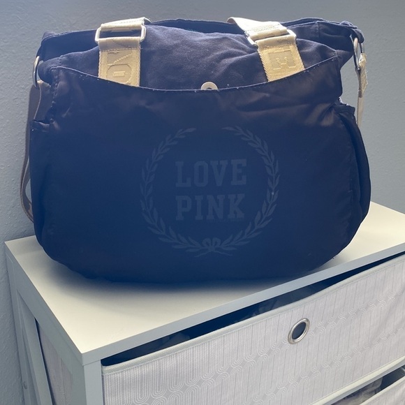 Black & gold VS Pink Messenger bag satin & canvas - Picture 3 of 16